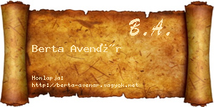 Berta Avenár névjegykártya